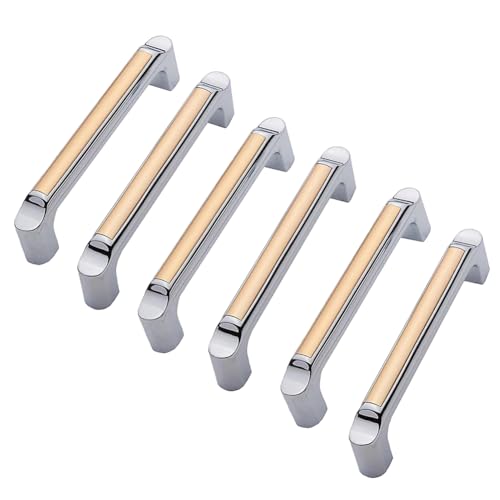 Image of HAORUN 6PCS Zinc Alloy Modern Cabinet Pulls 96mm Drawer Handles Hard Durable (Gold)