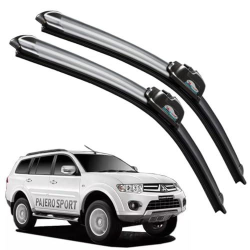 Image of Frameless Rubber Car Wiper Blades Set of 2 Compatible with (Pajero Sport (2015-2020) (D-22,P-20))