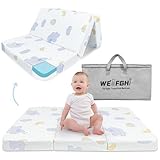 WEVFGHI Pack and Play Mattress Trifold, 38'x 26' Soft & Firm Memory Foam Dual-Sided Pack N...