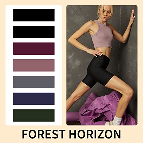 TNNZEET 7 Pack Biker Shorts for Women - 5''/8''/3'' High Waisted Workout Tummy Control Spandex Gym Shorts for Yoga Athletic