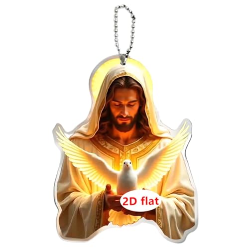 B Baosity 2Dアクリル製イエス車吊り下げオーナメントペンダント、車内バックミラー用、ポータブル6.1x8cm多目的吊り下げサイン