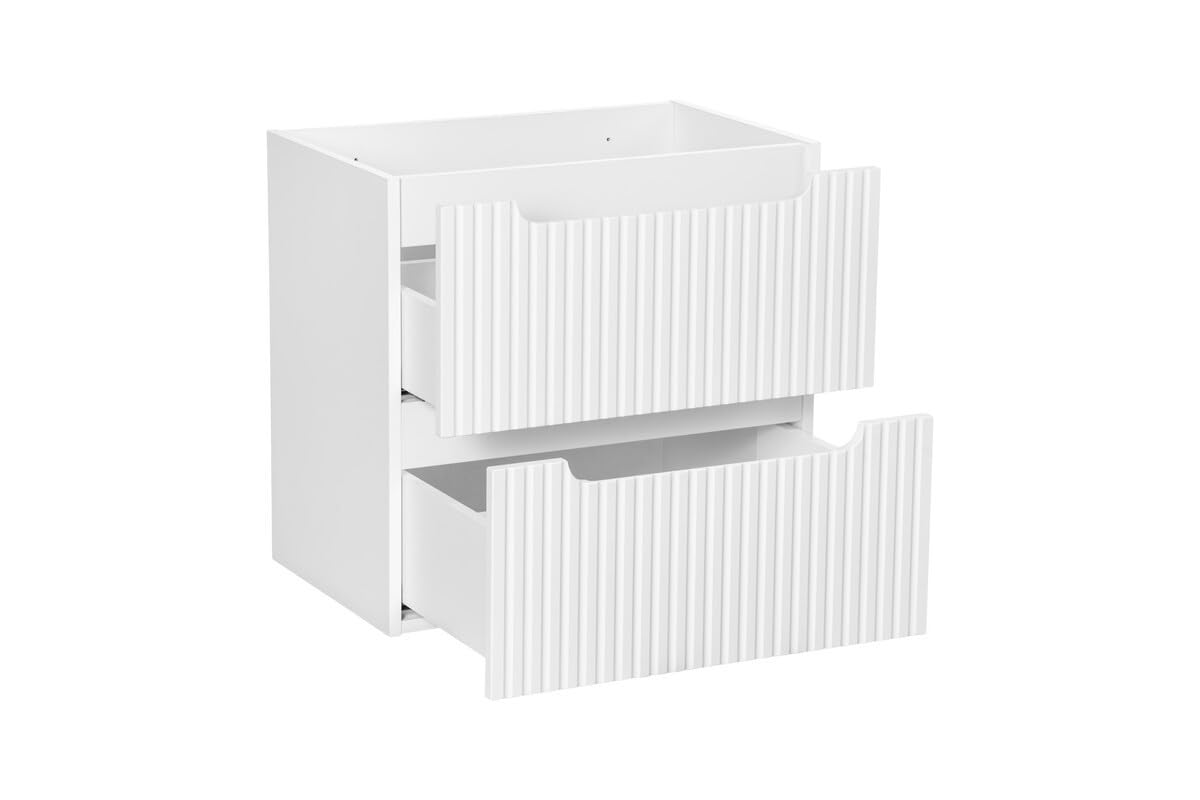 Deconation Ensemble Salle De Bain Meuble Double Vasques + Plateau Effet Chêne 140 Cm - A Portes + Tiroirs - Astral Blanc
