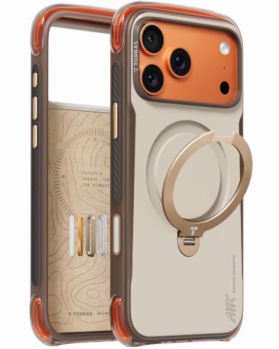 TORRAS Ostand Q3 Air Pro for iPhone 17 Pro Max Case, Dual Airbag Drop Protection, 360° Rotating Magnetic Stand, Compatible with MagSafe, Shockproof Bu