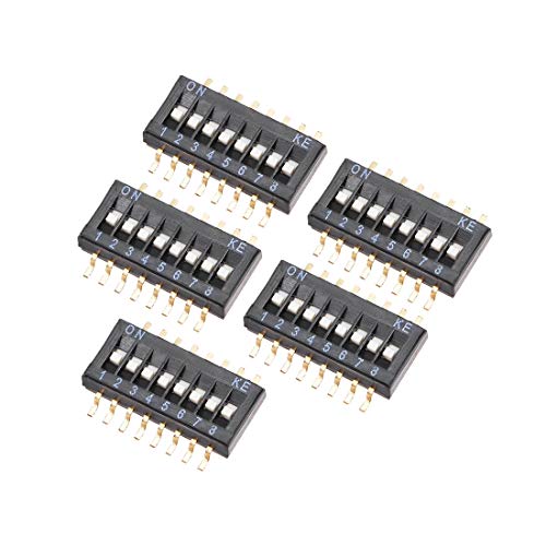 uxcell 5 Pcs Black Surface Mounted Devices DIP Switch 1-8 Positions 1.27mm Pitch for Circuit Breadboards PCB