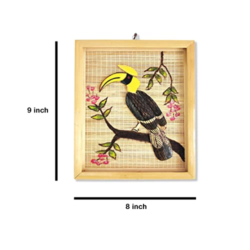 Image of Vinca Art Painting of Hornbill in 3D Handicrafts /Wildlife painting /Wall Art /Nature Bamboo Wood Art /Bird Paintings /Birdlovers Gift /Raven /Wall decoration 10 * 8 in
