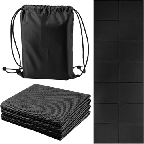 M.J COMFY-LIFE Travel Foldable Yoga Mat 5mm Non-Slip Portable Exercise & Gym Mat for Yoga Pilates Travel & Fitness (Lightweight Water-Resistant Fits Backpack) Unisex (Black)