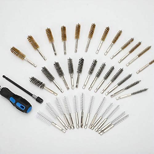 38PCS/Set Hexagon Handle Cleaning Tube Brush Aluminum Alloy Handle Steel Wire Brush Metal Tool Tube Brush Set
