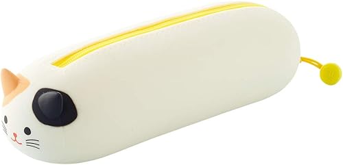 Lihit Lab PuniLabo - Estuche para bolígrafos con cremallera, horizontal, 2.5 x 7.9 pulgadas, gato calico (A7781-7)