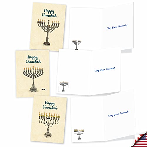 Image of Best Card Co 10 Chanukah Boxed Cards Hanukkiah AC6128HKG-B1x10