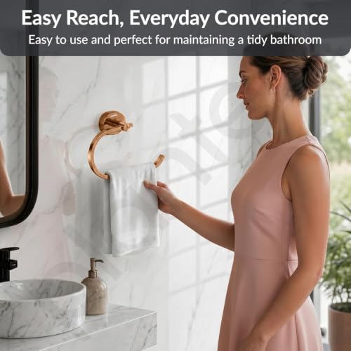 Image of Plantex Towel Ring for Bathroom /J4 Stainless Steel Towel Hanger /Napkin Holder for Wash Basin /Bathroom Accessories - Pack of 1 (Rose Gold)