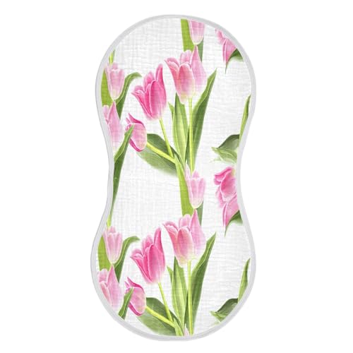 Beautiful Tulip Burp Cloths Cotton Baby Washcloths,Large 22x11in Burping Cloth Absorbent and Soft for Newborn Baby Boys and Girls,1 Pack