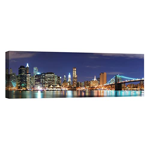 Tableau canvas Cities DCO046-4 phosphorescent de 40x120 cm pour salon urbain