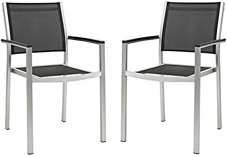 Shore Dining Chair Outdoor Patio Aluminum Set of 2