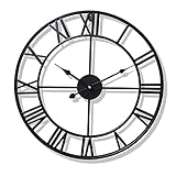 OIFAODAO, Reloj de Pared 24/30 Pulgadas, Reloj Arte Decorativo con números Romanos industriales, Metal Interior silencioso Pilas Vintage for Sala Estar, Dormitorio, Cocina ，Reloj de Pared(30in)