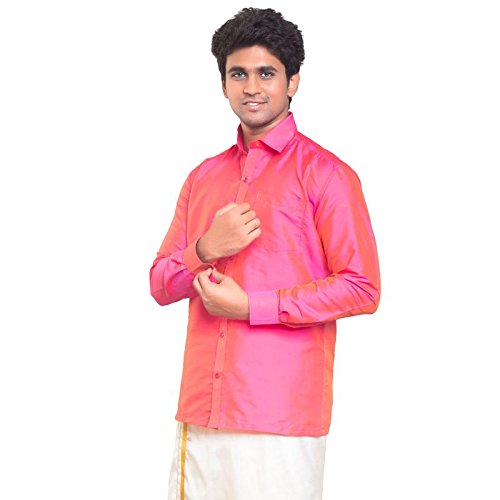 Image of THANGAMAGAN Men's Regular Fit Shirt (TF0050136PINO Pink 36)