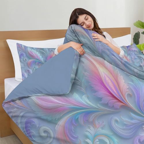 Housse de couette 200x200 bleu clair à motif cachemire pour lit 2 personnes