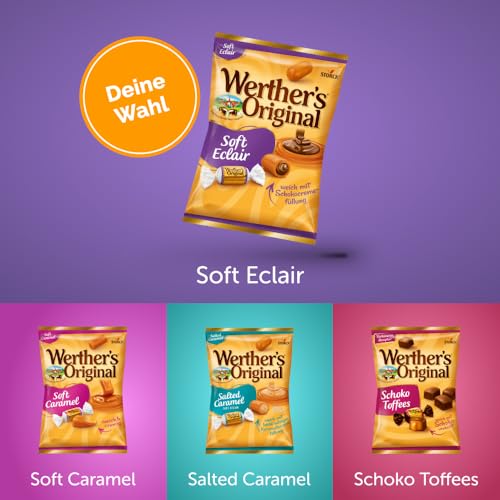 Werther’s Original Soft Eclair – 12 x 180g – Weiche Sahnetoffees mit leckerer Schokoladencremefüllung