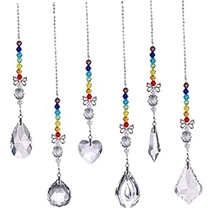Fensterhängekristall, 6 Stcs Kristall Sonnencatcher Perlen Kettenkugel Kronleuchter Lampen Leichter Anhänger Vorhang…