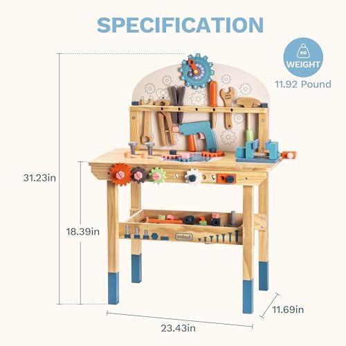 Robud Large Wooden Play Tool Workbench Set For Kids Toddlers thumb #2