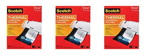 Scotch Thermal Laminating Pouches, 8.9 x 11.4-Inches, 3 mil Thick,3 Pack of 50 (TP3854-50),Clear
