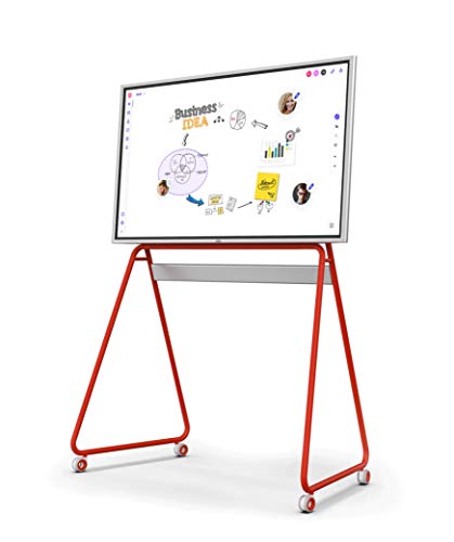Vibe 55'' Interactive Whiteboard Portable Stand, Four Lockable Wheels, Sleek Design for The Modern Office or Classroom (Red)