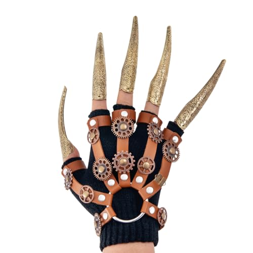 Xiao Cheng Ming Zhu Steampunk Gloves Medieval Renaissance Faire Gear Cuff Ring Set For Women Men Halloween costume Cosplay Renaissance fairs Accessories