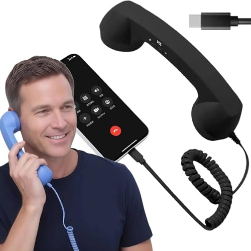 Retro Phone Handset for iPhone & Android, 90s Style Black