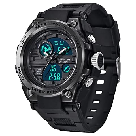 Mens Watch,Mens Sports Digital Watch, Outdoors Running 3ATM Waterproof Military Watches Cool Large Face Watch with LED Backlight, Alarm, Calendar Watch for Men Cover