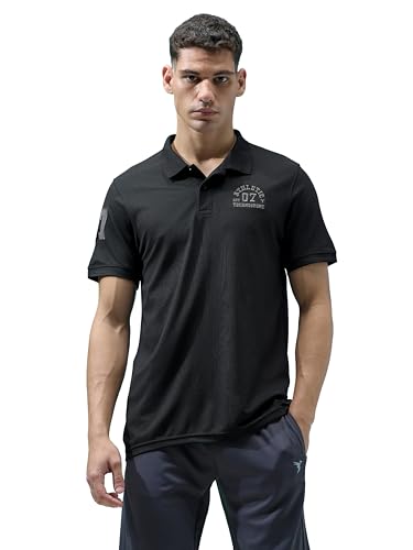 Image of TECHNOSPORT Men's Slim Fit Solid Half Sleeve Polo T-Shirt for Gym, Sports & Running