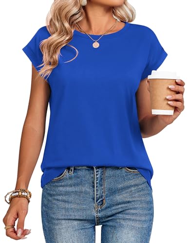 Image of Zeagoo Womens Tops Summer Casual Cap Sleeve Tshirts Shirts Business Dressy Spring Fashion Outfits Trendy Clothes
