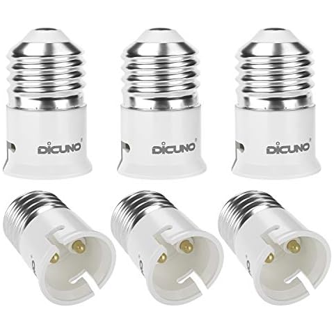 Adaptador de base de lámpara DiCUNO 6-Pack E27 a B22 Cover