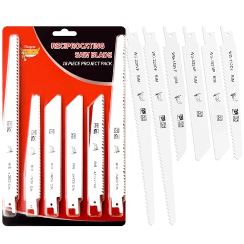 iWegree 18 Pack Reciprocating Saw Blades, 6inch / 9 inch 5-14TPI Bi-Metal Sawzall Blades Set for Wood Pruning Metal Aluminum Chipboards Plastic