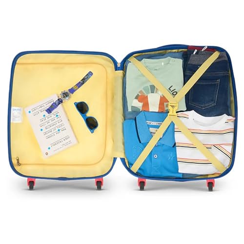 Image of American Tourister Smurfs 53 CM Small Suitcase with Combination Non TSA Lock & 4 Wheels Hard-Sided PC Cabin Luggage /Trolley Bag for Travel /Luggage Bag with Spinner Wheels for Travel- Blue /Red