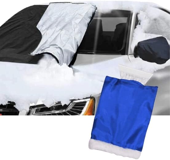 Image of Car Windscreen Cover GENERISE Reversible All Seasons Car Screen Cover Winter & Summer - Protects Windshield from Frost, Snow, Ice & UV Rays Plus Ice Scraper for Car Windscreen