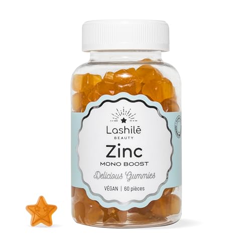 Lashilé Beauty - Complément Alimentaire - Maintien d'une peau et de cheveux normaux - Mono ingredient Zinc - Made in France - Cure 1 Mois 60 Gummies