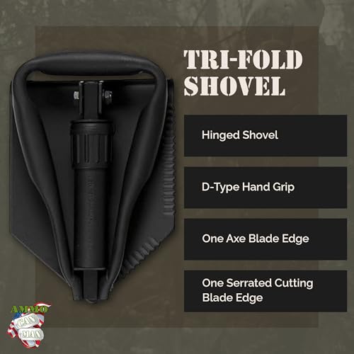2 Piece Military Grade Entrenching Tool Set – Tri Fold Metal Alloy Folding Camping Shovel w/Plastic Etool Carrier – Compact, Multipurpose Collapsible Shovel – Survival Gear for Outdoor Enthusiasts - Image 4