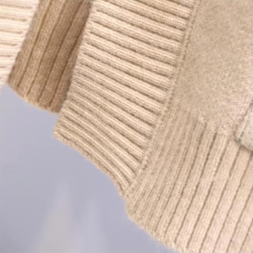 Image of ebossy Women's Cute Alpha Embroidery Cable Knit Cardigans Horn Button Sheep V Neck Slouchy Sweater Coat
