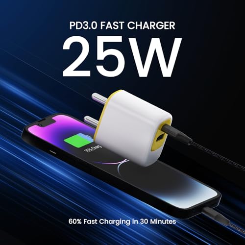 Image of DeperAI 25W 2-in-1 Fast Charger[MFi-Certified], Compatible with iPhone, Samsung, Oppo, Vivo, iPad, and Others, Wall Adapter GaN III PD3.0 Charger, Supports UFCS(Yellow)