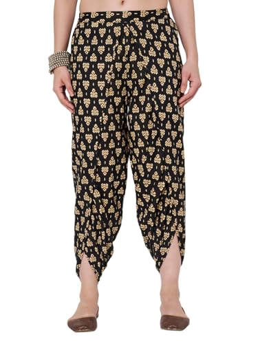 Image of 9rasa Women's Cotton Solid Harem Dhoti Pants for Casual FusionWear Workwear