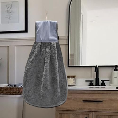 Image of Hand Towel with Loop | 600 GSM | Hanging Napkin for Wash Basin, Kitchen Sink, Bathroom| Pack of 3 in (Grey, Blue and Cream) | Assorted