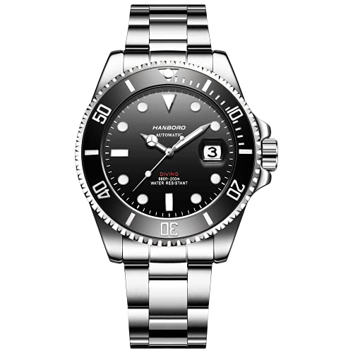 Automatic Mechancial Watches for Men Pro Diver Ceramic Bezel Stainless Steel Wrist Watch 1303 (Black)