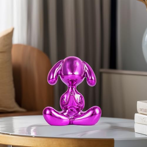 Estatua de Perro Globo en Pose de Meditación Morada miniatura 6