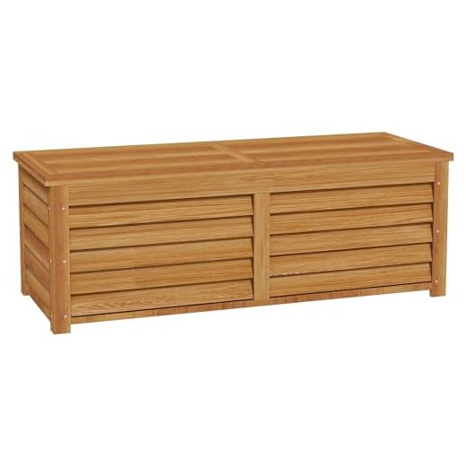 Outsunny Coffre de Rangement extérieur Jardin en Bois 176L avec poignée, dim. 130L x 50l x 45H cm
