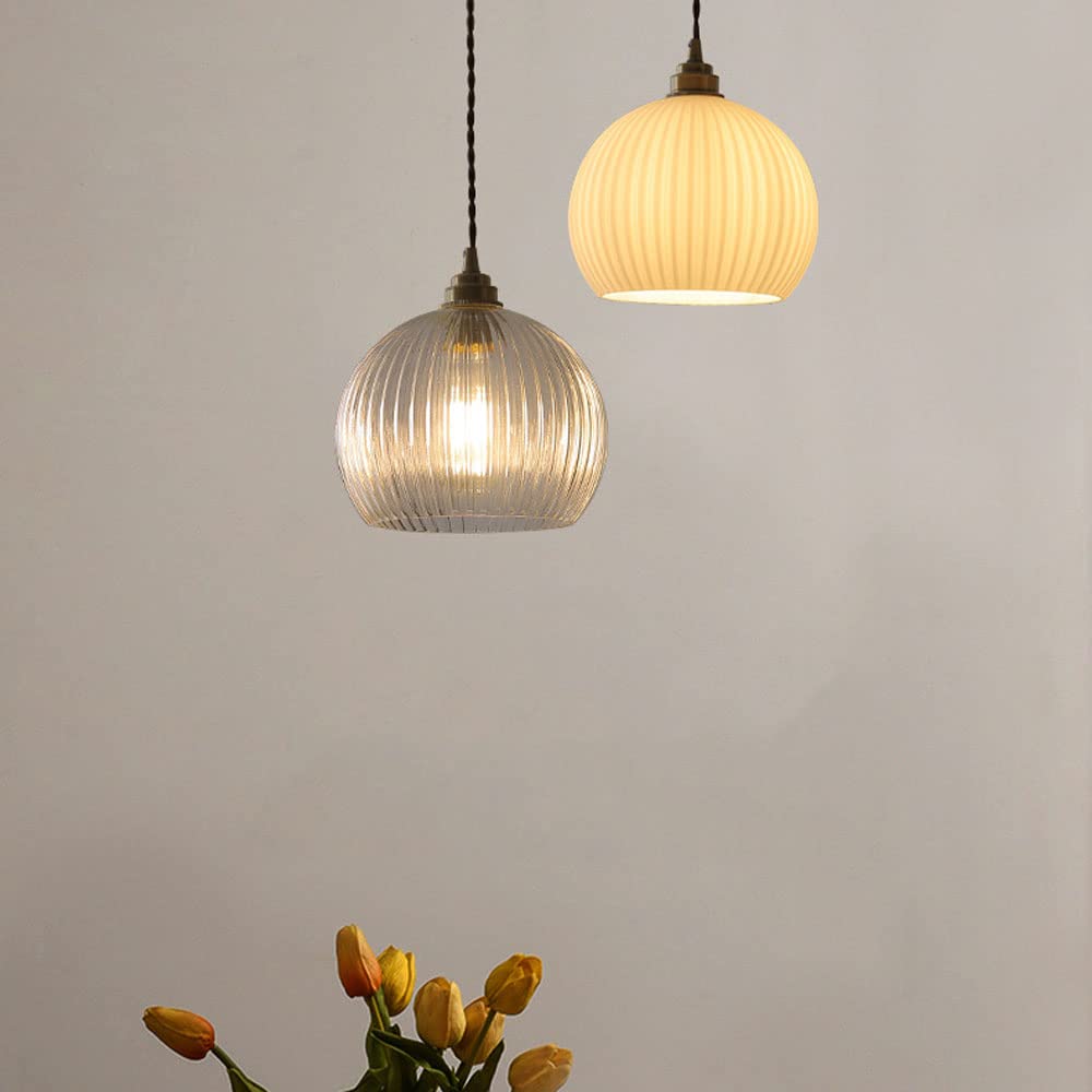 Lámpara Colgante de Techo de Cristal Transparente/Mate con Forma de semicírculo, portalámparas de latón Inoxidable E27, Cable Ajustable, lámpara de Techo, lámpara de araña de un Solo Cabezal para