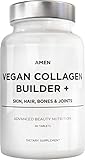 Amen Once Daily Vegan Collagen Boosting Tablets for Hair Skin & Nail Health, Plant Based Collagen Supplement with Organic Whole Foods Amino Acids Lysine Glycine Proline Vitamin C Biotin, 30 Tablets