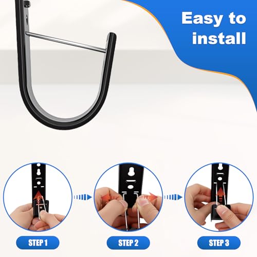 Image of Podoy 50 Pack Black 2 inch Galvanized Steel Cable J Hooks with Retainer Clips | 16-Gauge Wall /Ceiling Cable Hangers for CAT5e, CAT6, Coax, Fiber Optic and Conduit, 50 lb Load Capacity