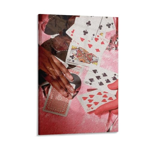 Impression artistique murale vintage style cartes à jouer peinture haute définition