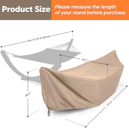 Image of SUNCREAT Hammock Cover, Water-Resistant Polyester Hammock Stand Cover for 14ft Arc Stand, Brown
