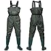Dark Lightning Fly Fishing Waders for Men and Women with Boots, Mens/Womens High Chest Wader with Boot Hanger (Green, M10/W12)