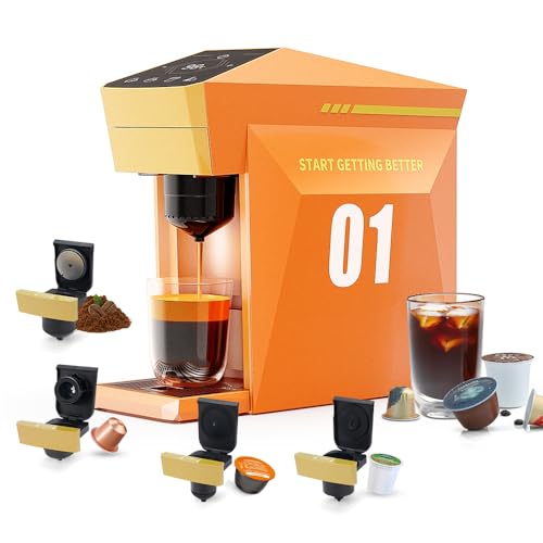 BENFUCHEN Cafetière 4 en 1 à usage unique, machine à café espresso 19 bars pour capsules...